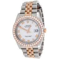 Rolex 116231 DateJust 36mm 18K Rose Gold / TT Roman Dial VVS Diamond Watch 2 CT