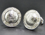 Diamond Studs High Polished Mens Ladies 10K White Gold Domed Earrings 0.36 Ct.