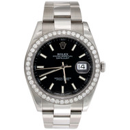 Mens Rolex DateJust 41 Daimond Watch Ref. # 126300 Black Stick Dial 2.03 CT.