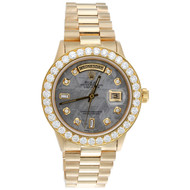 Rolex President Day-Date 18038 Diamond Watch 18K Gold 36mm Meteorite Dial 4.18 CT