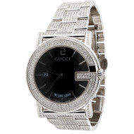 Men's Gucci Diamond Watch YA101305 Day Date G 101M 40mm Fully Iced Band 6 Ct