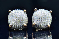 Mens Ladies 10K Rose Gold 3D Circle Real Diamond Domed Stud Earrings .66 Ct.