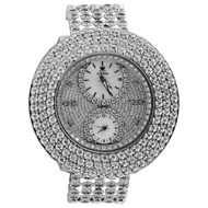 Mens New IceTime Diamond Watch Illusion Dial Fully Iced Band 3 Row 50mm 2 Ct.