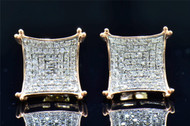 Mens Ladies 10K Rose Gold Double Prong Square Real Diamond Stud Earrings .50 Ct.