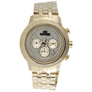 Mens New IceTime Diamond Watch Yellow Steel 45mm Illusion Dial PE-02 Prince 1 Ct