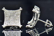 Mens Ladies 10K White Gold Round Cut Diamond 4 Prong Kite Studs Earrings 0.50 Ct