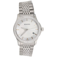 Gucci Ya126401 Genuine Diamond Watch Silver Dial G Timeless 38mm Steel 1.75 CT.