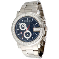 Mens Custom Diamond Gucci Ya101309 G-Watch Black Dial Chronograph 1.75 Ctw. 44mm