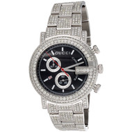 Mens Ya101309 Custom Diamond Gucci G-Watch Black Dial 44mm Chronograph 16.50 CT.