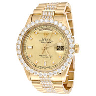 18K Yellow Gold Mens Rolex Presidential Prong Diamond Day-Date 36mm Watch 8 CT.