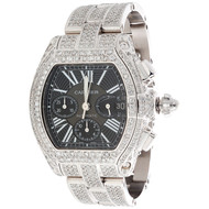 Mens XL Cartier Roadster Ref. W62007X Chronograph Fully Iced Diamond Watch 18 CT