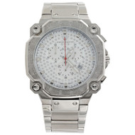 Mens Aqua Master Diamond Watch Chrono Octagon 45mm Stainless Steel W#142 0.32 Ct