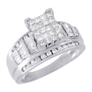 Diamond Engagement Wedding Ring Ladies 10K White Gold Princess Cut 1 Ct