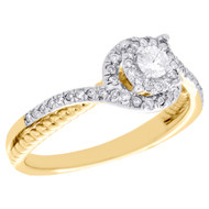 10K Yellow Gold Diamond Engagement Ladies Twisted Rope Wedding Ring 0.20 CT.