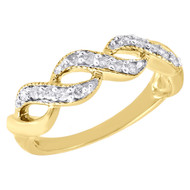 10K Yellow Gold Round Diamond Ring Fashion Twisted Infinity Cocktail Band 0.20 C