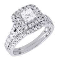 Diamond Princess Solitaire Engagement Wedding Ring White Gold Bridal Set 1.50 Ct