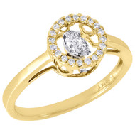 10K Yellow Gold Dancing Diamond Shimmering Halo Wedding Promise Ring 0.18 Ct.