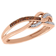 10K Rose Gold Red Diamond Double Braided Infinity Anniversary Ring 0.08 Ct.