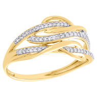 10K Yellow Gold Diamond Interlocking Swirl Right Hand Cocktail Ring 1/6 Ct.
