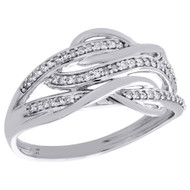 10K White Gold Diamond Interlocking Swirl Right Hand Cocktail Ring 1/6 Ct.