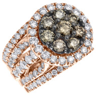 14K Rose Gold Brown Diamond Bridal Set Flower Engagement Ring Wedding Band 4 Ct.