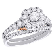 14K Two Tone Gold Solitaire Diamond Bellissimo Halo Bridal Set Wedding Ring 1 CT