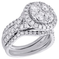 14K White Gold Diamond Bridal Set Braided Engagement Ring + Wedding Band 2.5 Ct.