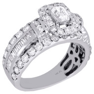 14K White Gold Emerald Solitaire Diamond Oval Halo Engagement Ring 0.50 Ct.