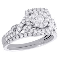 14K White Gold Diamond Bridal Set Solitaire Engagement Ring + Wedding Band 1 Ct.