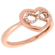 10K Rose Gold Round Diamond Open Heart Infinity Love Right Hand Ring 1/20 Ct.