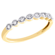 10K Yellow Gold Ladies Diamond Twisted Braided Stackable Right Hand Ring 1/10 Ct