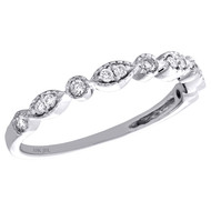 10K White Gold Bezel Set Diamond Teardrop Stackable Right Hand Ring 1/6 Ct.