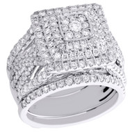 14K White Gold Round Diamond Bridal Set Engagement Ring + Enhancer Jacket 2 CT.