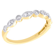 10K Yellow Gold Diamond Teardrop Milgrain Edge Stackable Right Hand Ring 1/6 Ct.