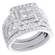 14K White Gold Diamond Bridal Set Infinity Engagement Ring + Wedding Band 2.5 CT
