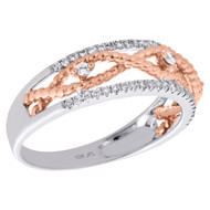 10K Two Tone Gold Diamond Rose Infinity Swirl Right Hand Cocktail Ring 1/4 Ct.