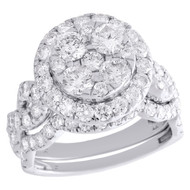 14K White Gold Diamond Bridal Set Infinity Engagement Ring + Wedding Band 3 CT.