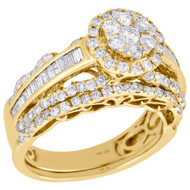 14K Yellow Gold Baguette Diamond Bridal Set Engagement + Wedding Rings 1.5 Ct.