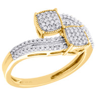 10K Yellow Gold Double Cluster Diamond Bypass Right Hand Cocktail Ring 1/5 Ct.