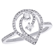 10K White Gold Two Stone Solitaire Diamond Teardrop Ladies Cocktail Ring 1/4 Ct.