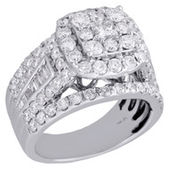 14K White Gold Princess Solitaire Diamond Square Halo Engagement Ring 3 Ct.