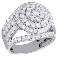 14K White Gold Round Solitaire Diamond Cluster Flower Engagement Ring 3 Ct.