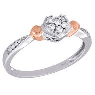 10K Two Tone Gold Cluster Diamond Heart Right Hand Promise Love Ring 1/10 Ct.