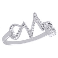 .925 Sterling Silver Diamond Heartbeat Ring Ladies Double Heart Band 1/10 CT.