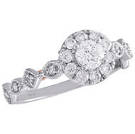 14K Two Tone Gold Solitaire Diamond Round Halo Milgrain Engagement Ring 0.75 Ct.