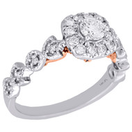 14K Multi Tone Gold Round Solitaire Diamond Square Halo Engagement Ring 0.75 Ct.