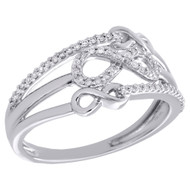 10K White Gold Diamond Triple Infinity Love Right Hand Cocktail Ring 1/6 Ct.