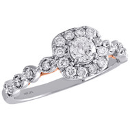 14K Two Tone Gold Solitaire Diamond Engagement Ring w/ Genuine Sapphire 0.75 Ct.