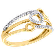 10K Yellow Gold Ladies Diamond Triple Circle Right Hand Cocktail Ring 1/8 Ct.