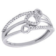 10K White Gold Ladies Diamond Triple Circle Right Hand Cocktail Ring 1/8 Ct.